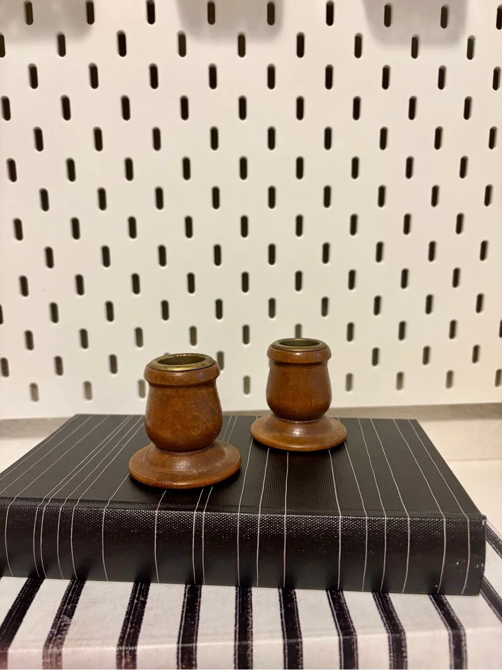 Wooden Brown Candle Holders Set of 2